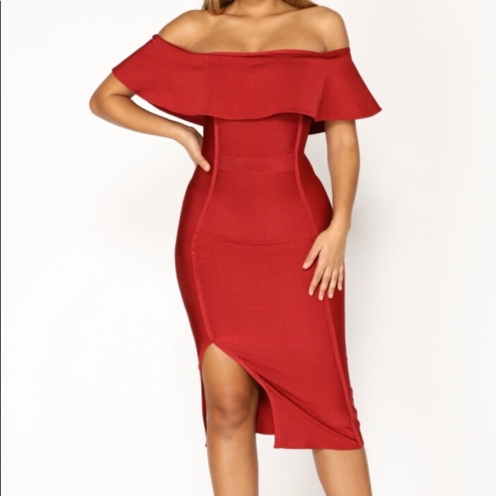 Fashion Nova Off Shoulder Bandage Dress
